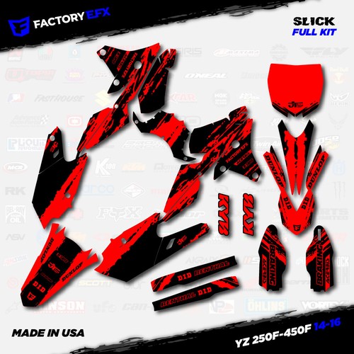 Black & Red Slick Graphic Kit fits Yamaha YZ250F YZ450F 14-16 YZF 250 450 - Foto 2 di 5