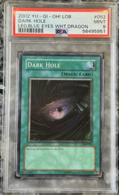Yugioh Card Dark Hole Super Rare PSA 9, Legend of Blue-Eyes LOB