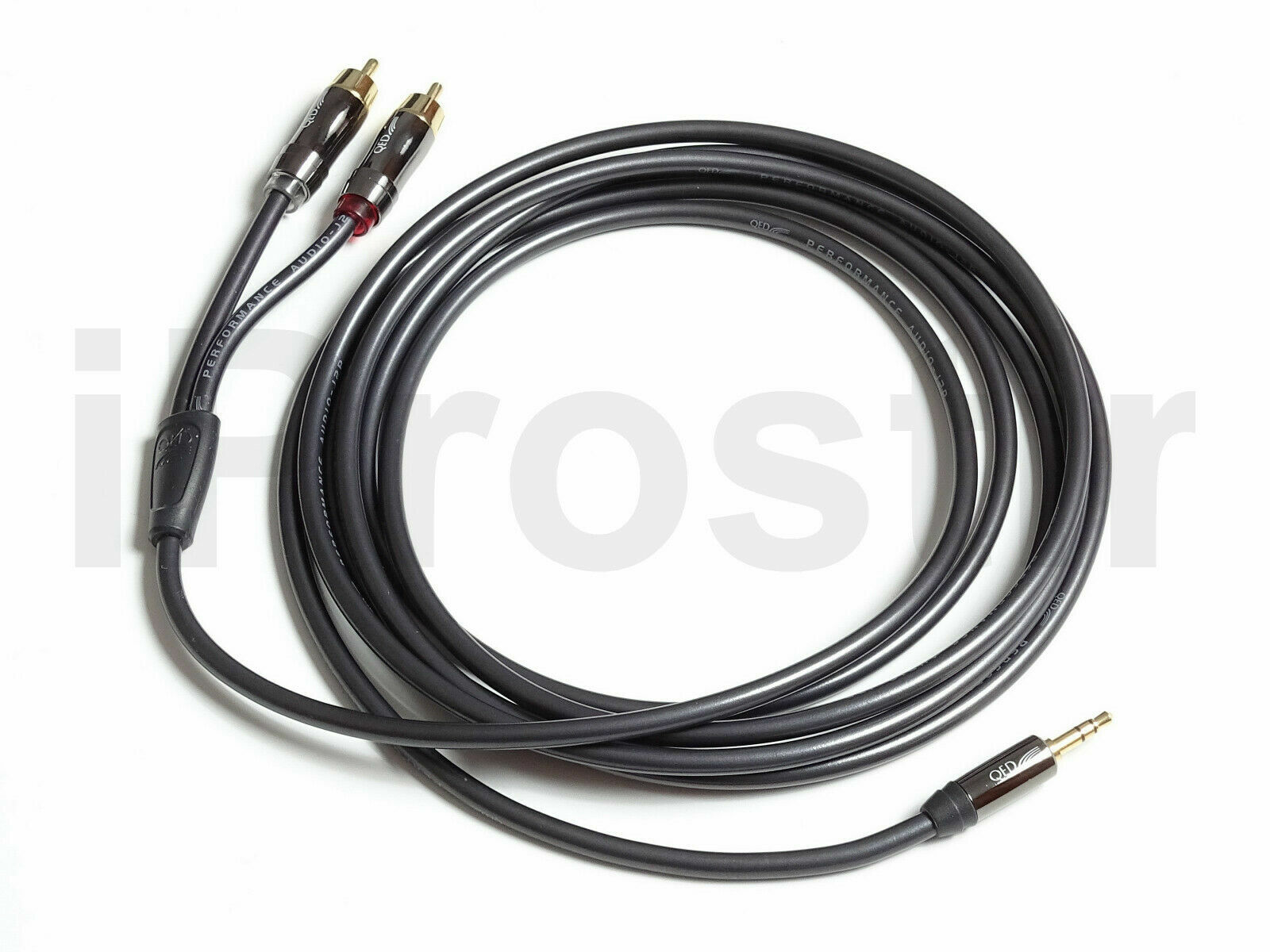 QED Performance Audio J2P Grafitowe 3,5 mm Mini Jack do 2 adapterów RCA AUX Ograniczona sprzedaż, wysoka jakość