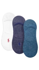 Polo Ralph Lauren Women's 3 Pack Flat Knit Sneaker Liner Invisible Socks