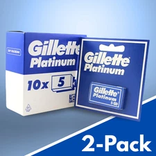 Gillette Platinum Double Edge Razor Blades - 50 Count (2-Pack)