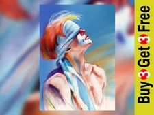 Vibrant Blindfolded Portrait 5"x7" Print on Matte Paper | Expressive Artwork