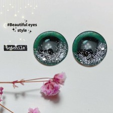 12" Blythe Doll Handmade Dark green shiny Flash gradient Eyechips Eye Chips 14mm