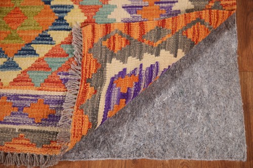 Geometric Reversible Kilim 4x6 ft. Pakistani Rug Wool Hand-Woven Carpet - Picture 6 of 10