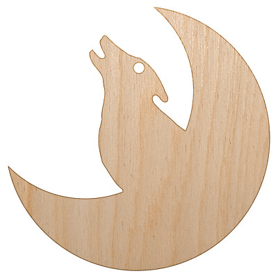 Wolf Howling with Moon Unfinished Craft Wood Holiday Christmas Tree DIY Ornament