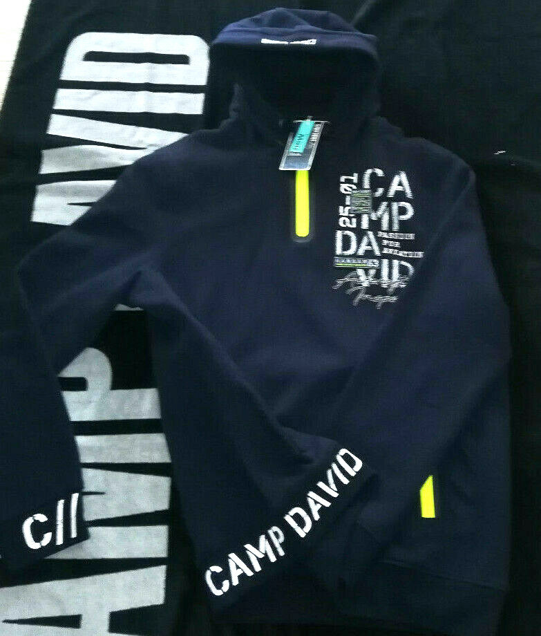 Camp David Hoodie Neu Half Zip Sweatshirt Kapuze blue navy XL 2XL