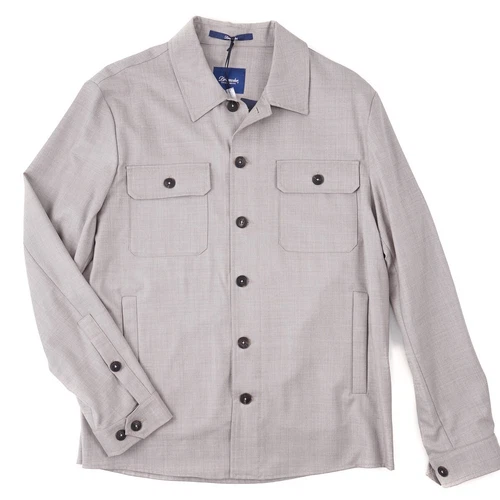Drumohr Gray-Beige Extrafine Wool Button Front Shirt-Jacket M/L (Eu 50) NWT video thumbnail