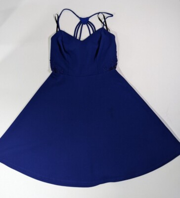 I.N. San Francisco Spaghetti Strap Blue Dress with flora design on side |  eBay