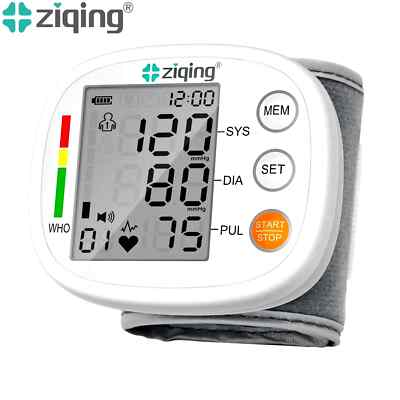 #ad ZIQING Digital Blood Pressure Monitor Wrist BP Cuff Gauge Heart Rate Machine $14.99