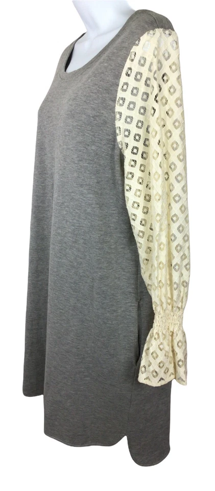 Mujer Kensie Sudadera Vestido Talla XL Gris Encaje Manga Larga Bolsillos Hasta la Rodilla  Foto 4 de 4