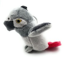 African Grey Parrot Bird Plush Toy Stuffed Animal Fabric 18cm with Chain Gray