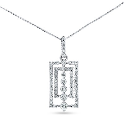 1/2 Karat echter Diamant Mode Anhänger Halskette - 14 Karat Weißgold