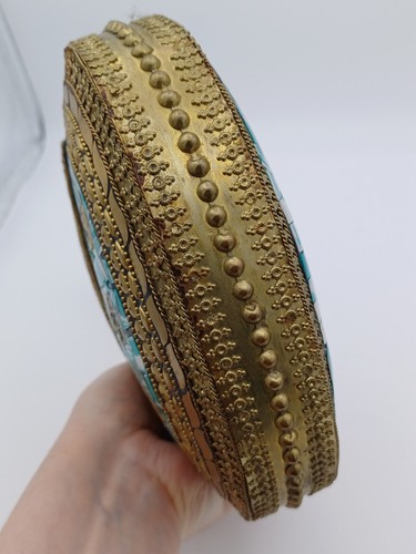 Stunning Ethnic Gold Tone Metal Handmade Mosaic Top Handle & Cross Body Handbag - Picture 12 of 17