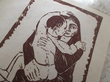 1980 ( S. R&ouml;ssel )  :: gro&szlig;er Holzschnitt : Die Mutter : in BRAUN