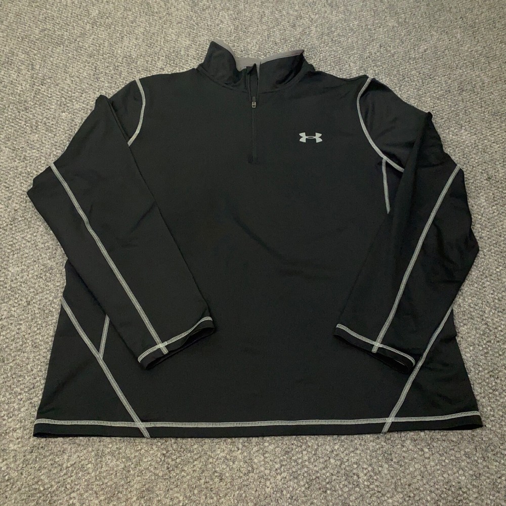 Under Armour Mens Pullover XL Black Long Sleeve 1/4 Zip HeatGear Stretch