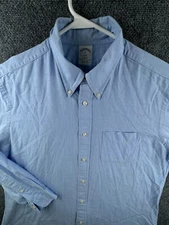 Brooks Brothers Adult Long Sleeve Button Up Shirt XL Regent Blue Lightweight