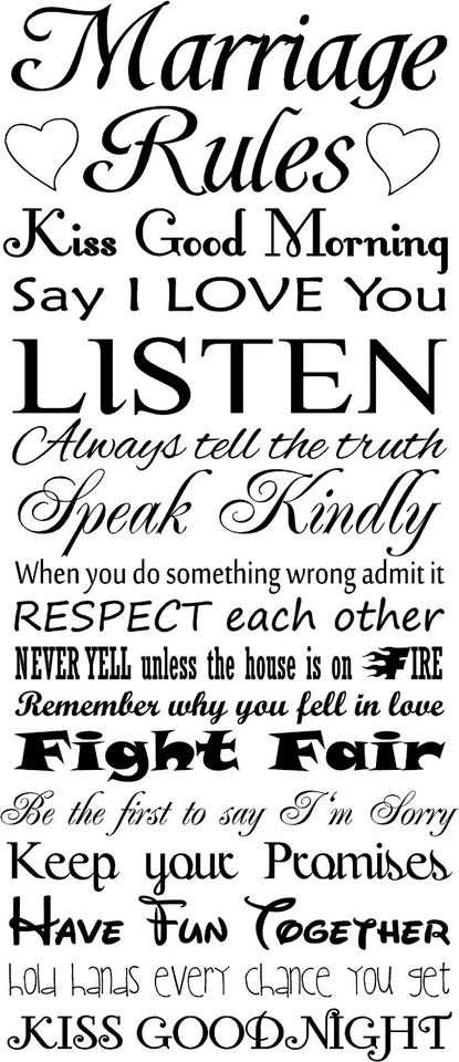 Правила брака настенные слова надпись искусства наклейка виниловая спальня любовь пары - Изображение 2 из 4