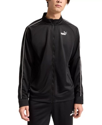 PUMA Essential Piped Tricot Full Zip Jacket Black Athletic Men's 686566 $60