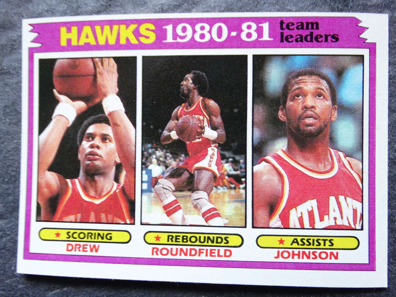 1981-82 Topps #44 Larry Drew/Dan Roundfield/Eddie Johnson TL Atlanta Hawks Card