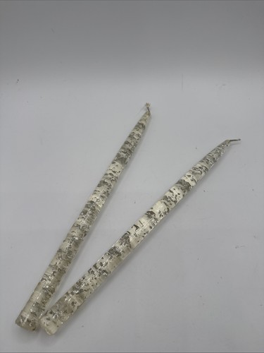 Pair of Lucite 12” Clear Taper Candles Silver Flecks MCM Decor Only- Flameless