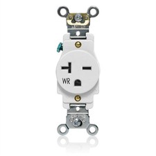 Leviton Single Receptacle Outlet, Weather-Resistant, 20 Amp, 250 Volt, Heavy-...