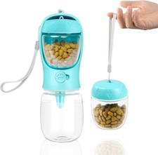 Hundetrinkflasche Unterwegs 2in1 Wasserflasche Futterbehälter Auslaufsicher Blau