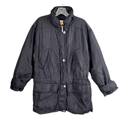 Vintage Eddie Bauer Coat Womens Medium Goose Down Parka Jacket Black - No Hood