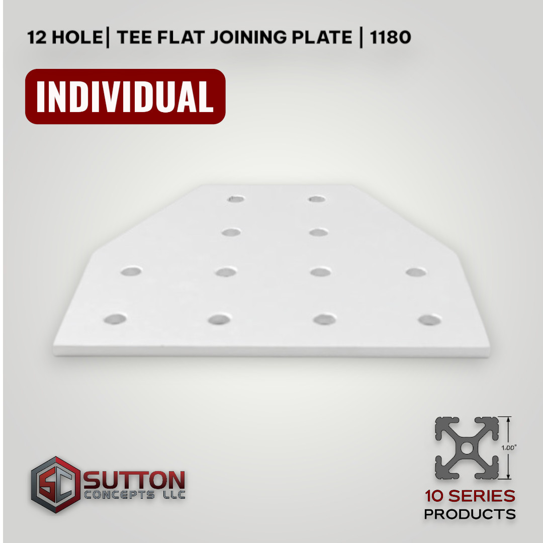 12 Hole | Tee Flat Joining Plate | 10 Series  Compatible w/ 80/20 4125