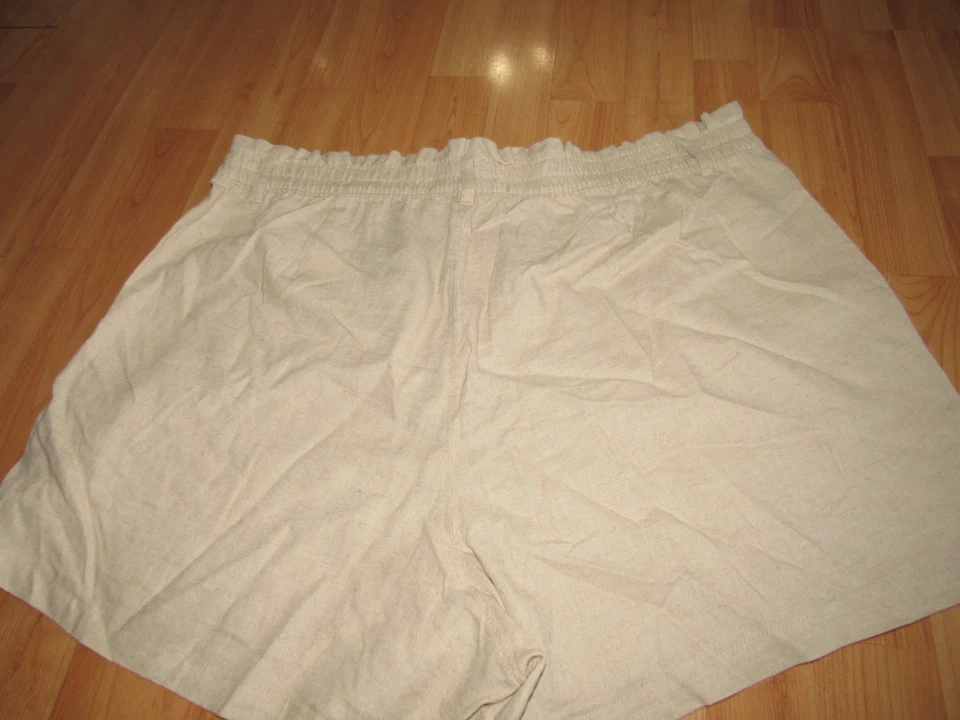 Nuevo con etiquetas Nuevo HOLLISTER Para Mujer XXL Pantalones Cortos Suaves Bronceado Mezcla de Lino Tiro Ultra Alto 3" Ins Foto 4 de 4