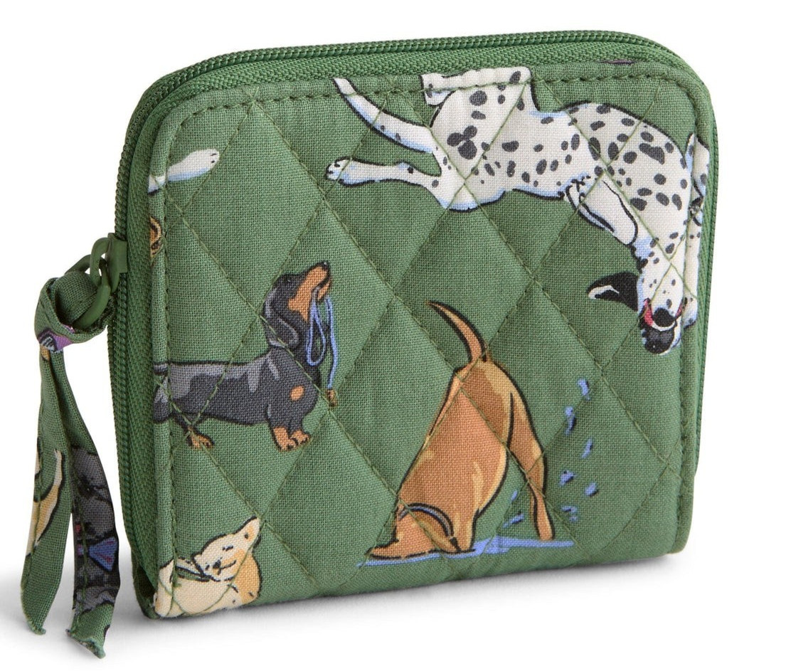 Vera Bradley Essential Small Zip-Around Wallet Dog Park NWT MSRP $55 (52275)