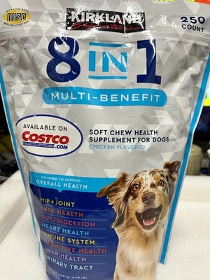 NEW KIRKLAND SIGNATURE 8 IN 1 MULTI BENEFIT SOFT CHEWS FOR DOGS, 250 COUNT