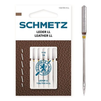 SCHMETZ - 5 Nähmaschinennadeln - Leder LL - 130/705 H LL - Nadeldicke: 110/18
