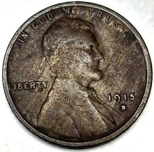 1915-D Lincoln Wheat Cent Very Good Condition Early Date Penny 1c One Cent -1127