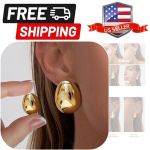 Authentic Chunky Gold Earrings for Women Trendy, Dainty 14K Gold Plated 2/3 Pairs State...