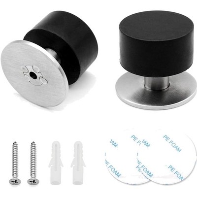 Boden Türstopper Edelstahl 2 Stück Gummi Puffer Wandmontage Schwarz Silber