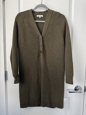 Madewell Henley Sweater Dress Heather Elm Green Buttons Wool Size XS