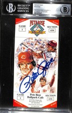 Pete Rose Signed Replica Promo Card Beckett Slab