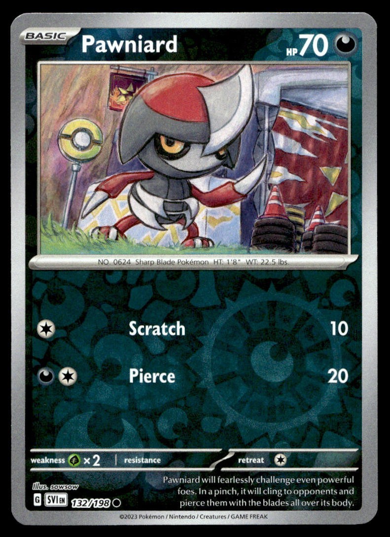 Pawniard 132/198 Pokemon Card Scarlet & Violet Common 70 HP Rev Holo LP J37