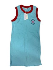 Sundry Anthropologie Women's XS Robin's Egg Blue Red Ringer Swim Club Tank Dress