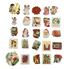 Christmas Stickers Vintage Gummed Seals Lot of 25 Assorted Styles and Sizes #10