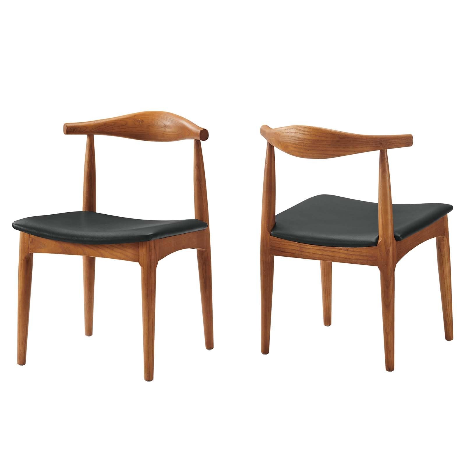 Modway Tracy 18" Modern Leather Dining Chair in Black (Set of 4)