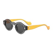 Sunglasses for Women Men, PC Retro Round Frame, Transparent Gray, Yellow Gray