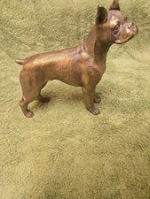 Vintage Heavy Brass Standing Boxer Dog Figurine Great Detail 7&rdquo;