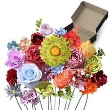 Artificial Flowers Combo Box, 38PCS Fake Flowers, Silk Flower Mix Multi Color