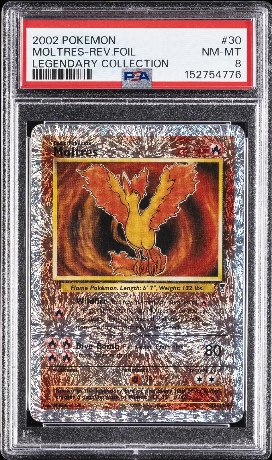 2002 POKEMON LEGENDARY COLLECTION #30 MOLTRES-REVERSE FOIL PSA 8