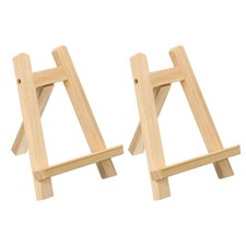 2Pcs 7.9" Mini Wooden Easel Stand Table Use Triangle Holder Wood Color