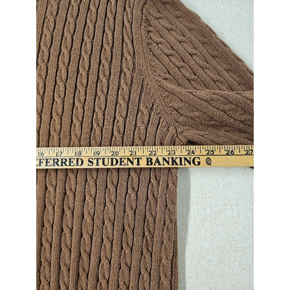 复古 Preswick & Moore 毛衣男式大号棕色渔夫电缆针织学院风 — 第 4/4 张图片