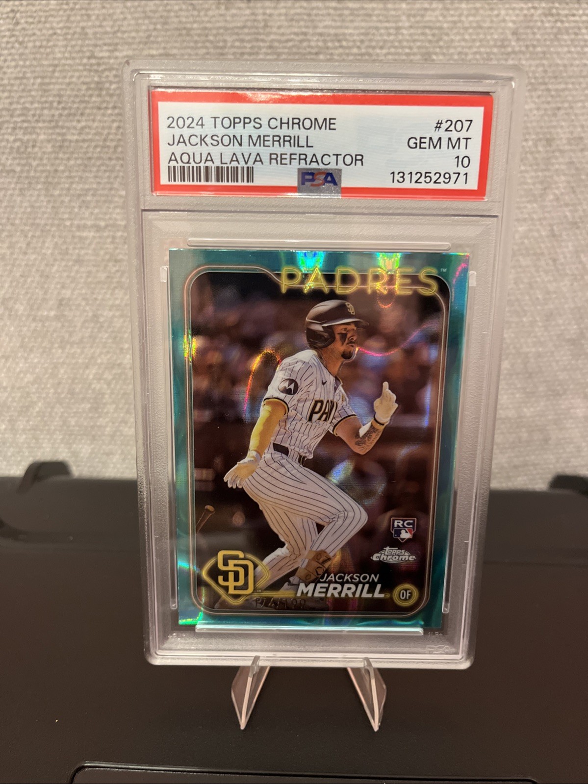 2024 Topps Chrome - Jackson Merrill #207 Aqua Lava Refractor /199 (RC)