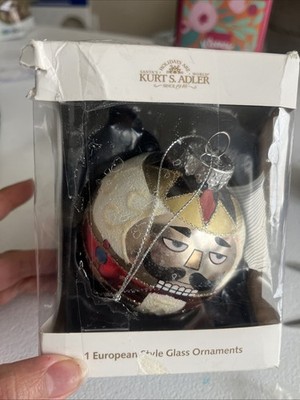 KURT ADLER Nutcracker European Design Glass Ball GG0383 - DAMAGED PACKAGING