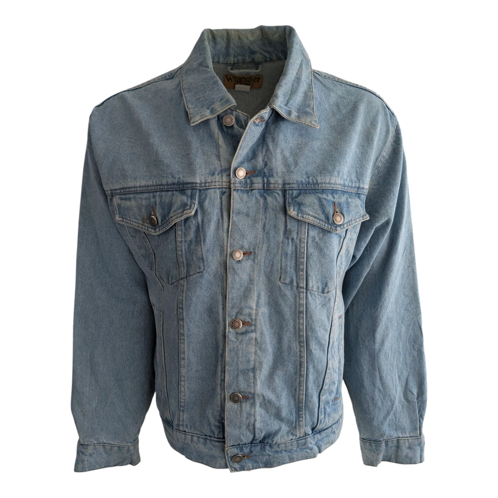Wrangler Hero Men’s Denim Trucker Jacket Blue 100% Cotton Size L Large
